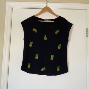 Black Shirt with cute pineapples
